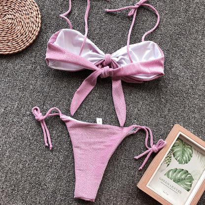 Tie front bikini set