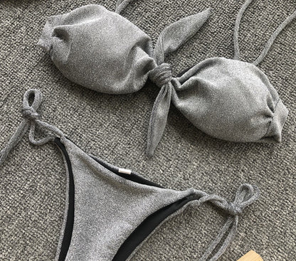 Tie front bikini set