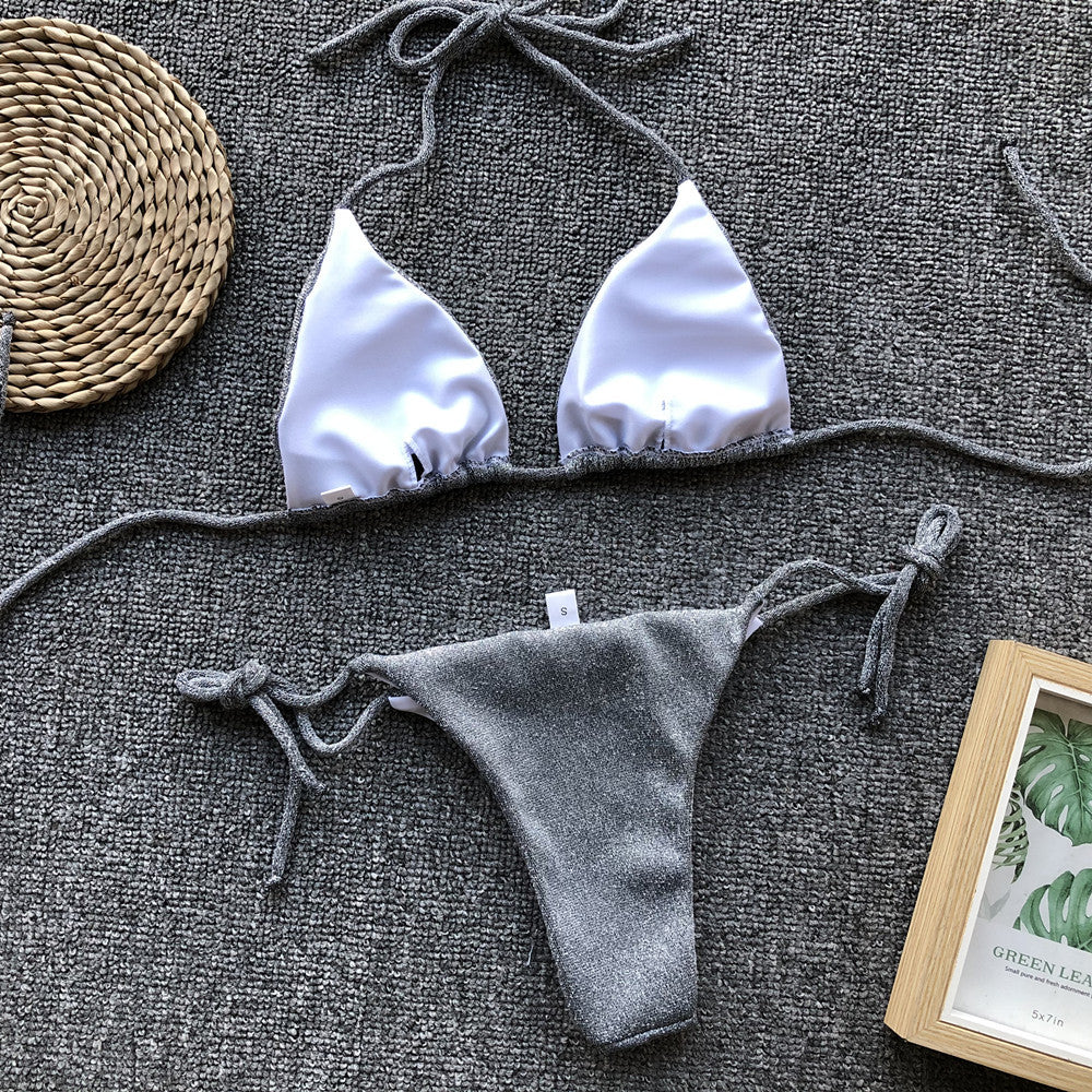 Shiny metallic bikini set