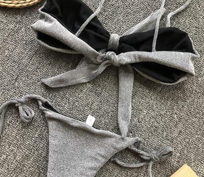 Tie front bikini set