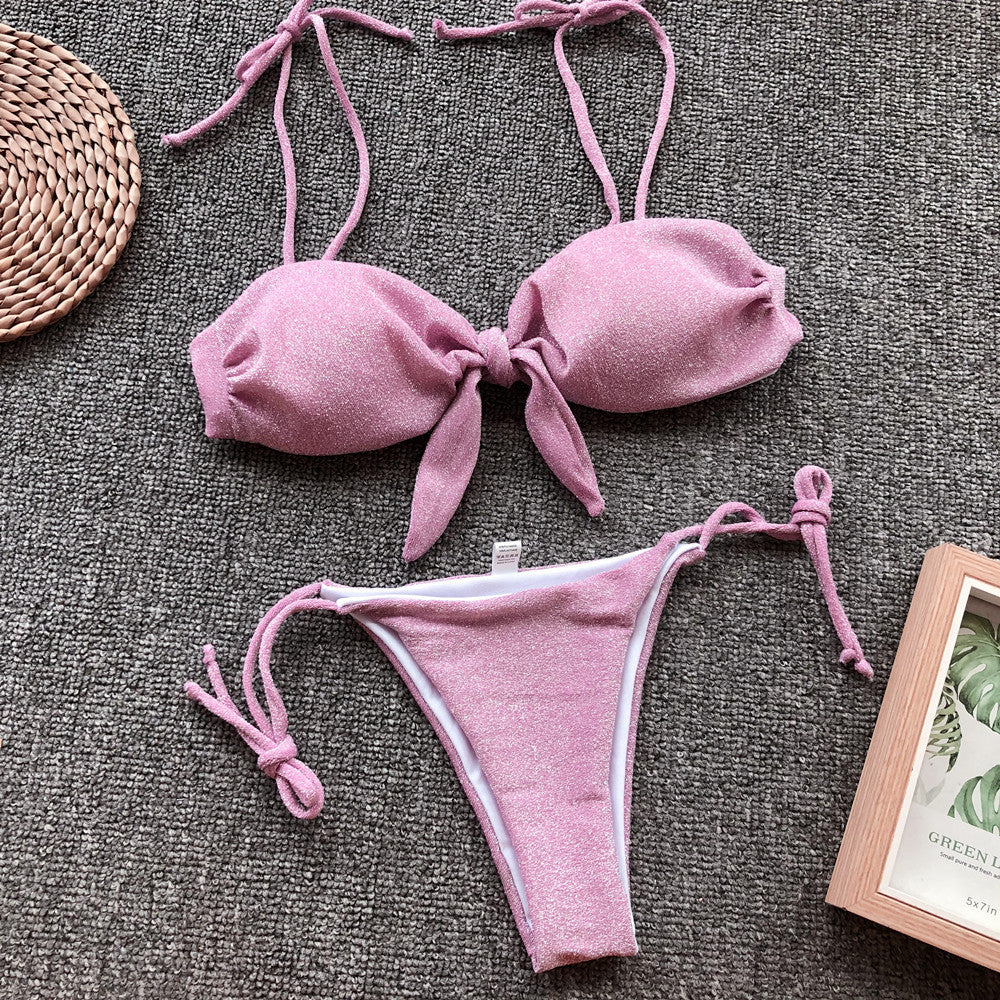 Tie front bikini set