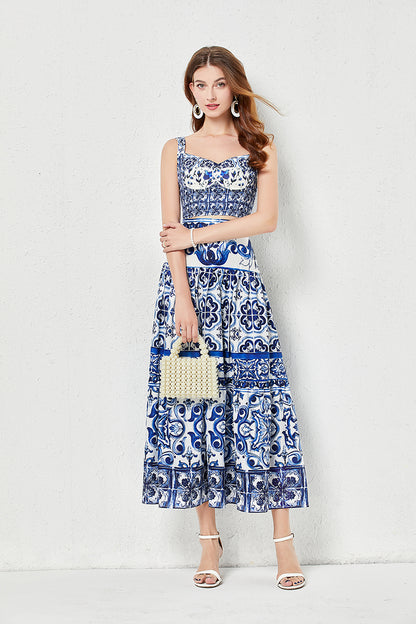 Printed matching skirt set