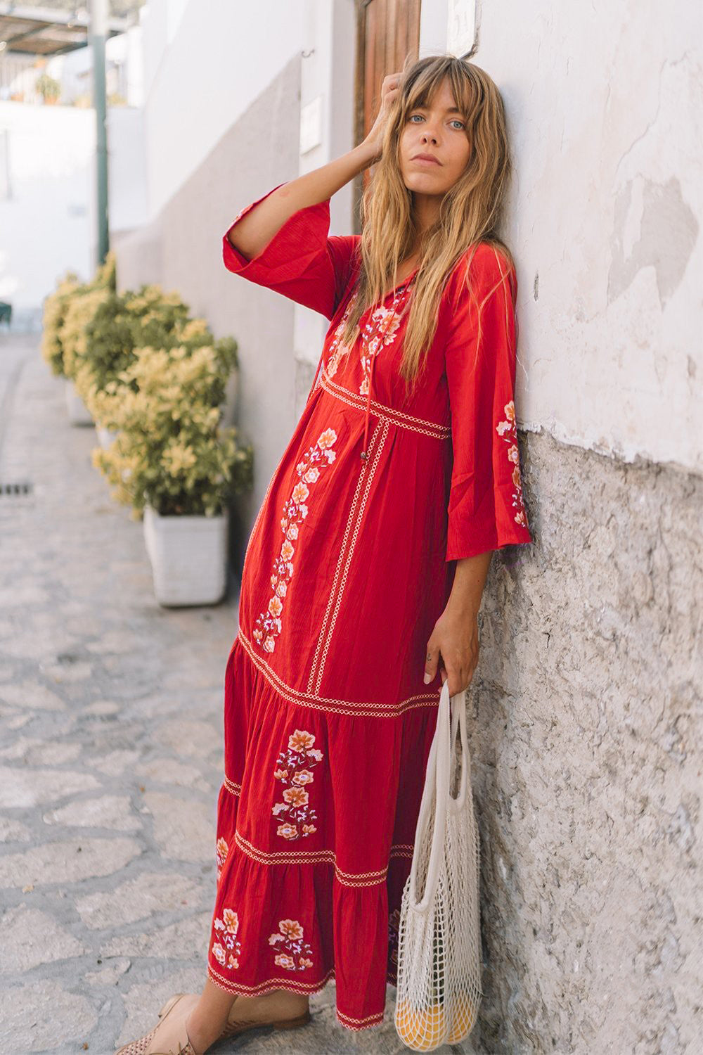 Embroidered maxi dress