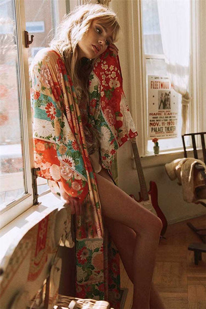 Chiffon Printed beach kimono