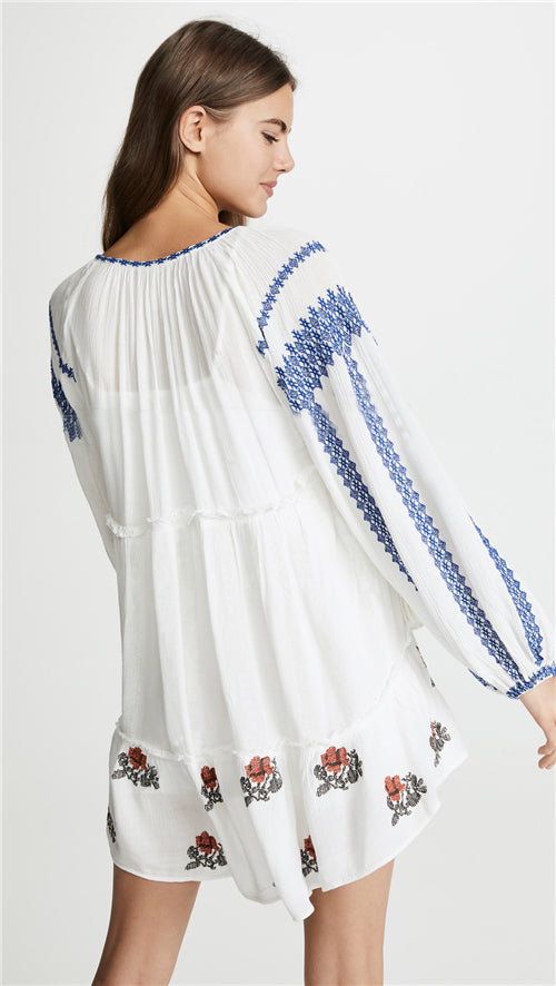 Embroidered long sleeve dress