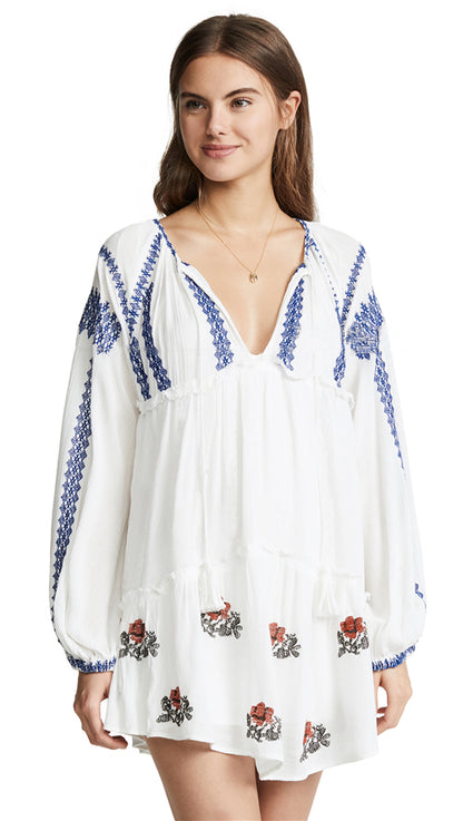 Embroidered long sleeve dress