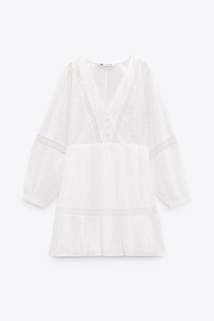 Lace insert cotton dress