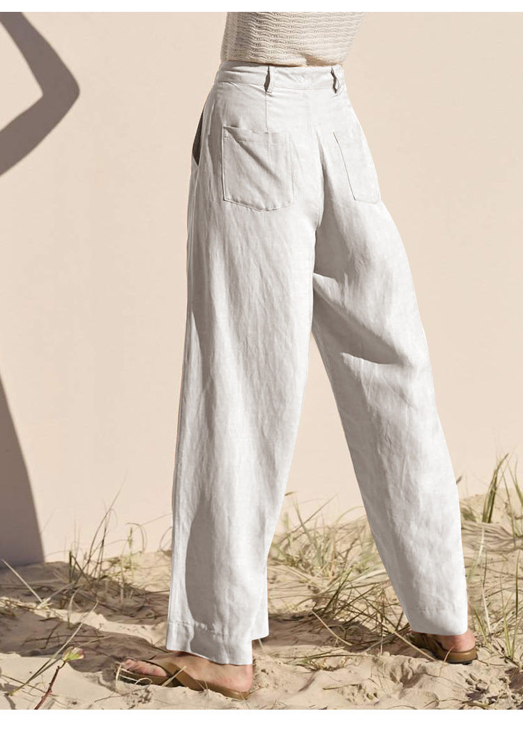 Linen blend wide Leg trousers