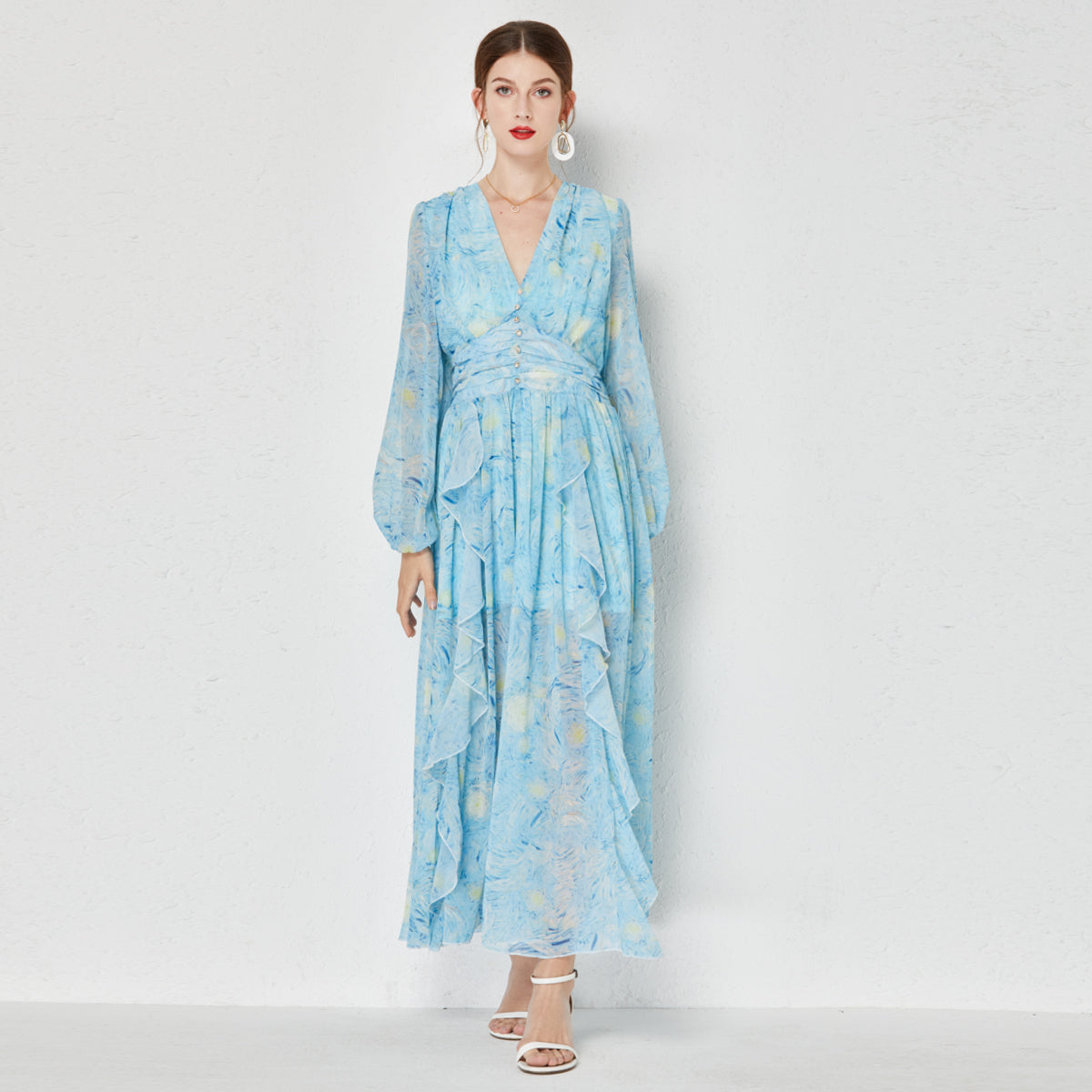 Printed chiffon maxi dress