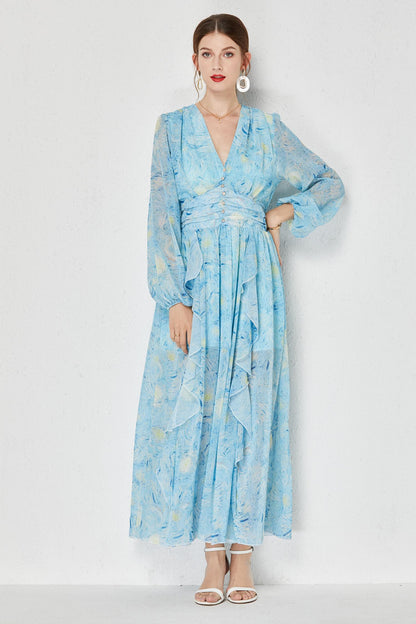 Printed chiffon maxi dress