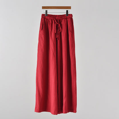 Linen blend wide leg trousers