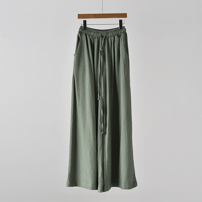 Linen blend wide leg trousers