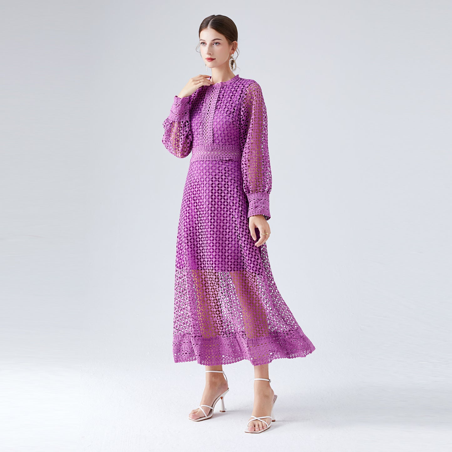 Full sleeve italian lace dress