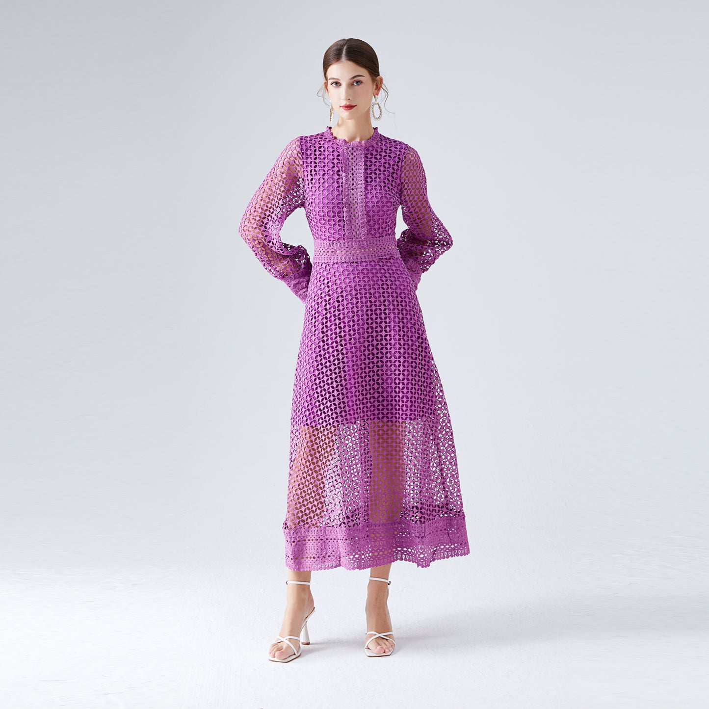 Full sleeve italian lace dress