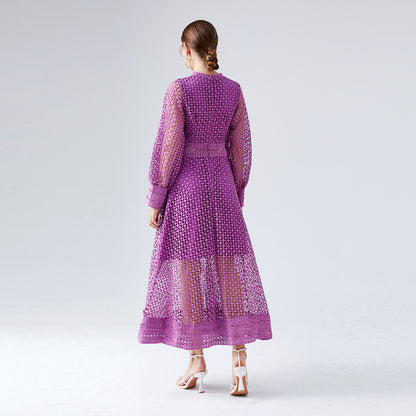 Full sleeve italian lace dress