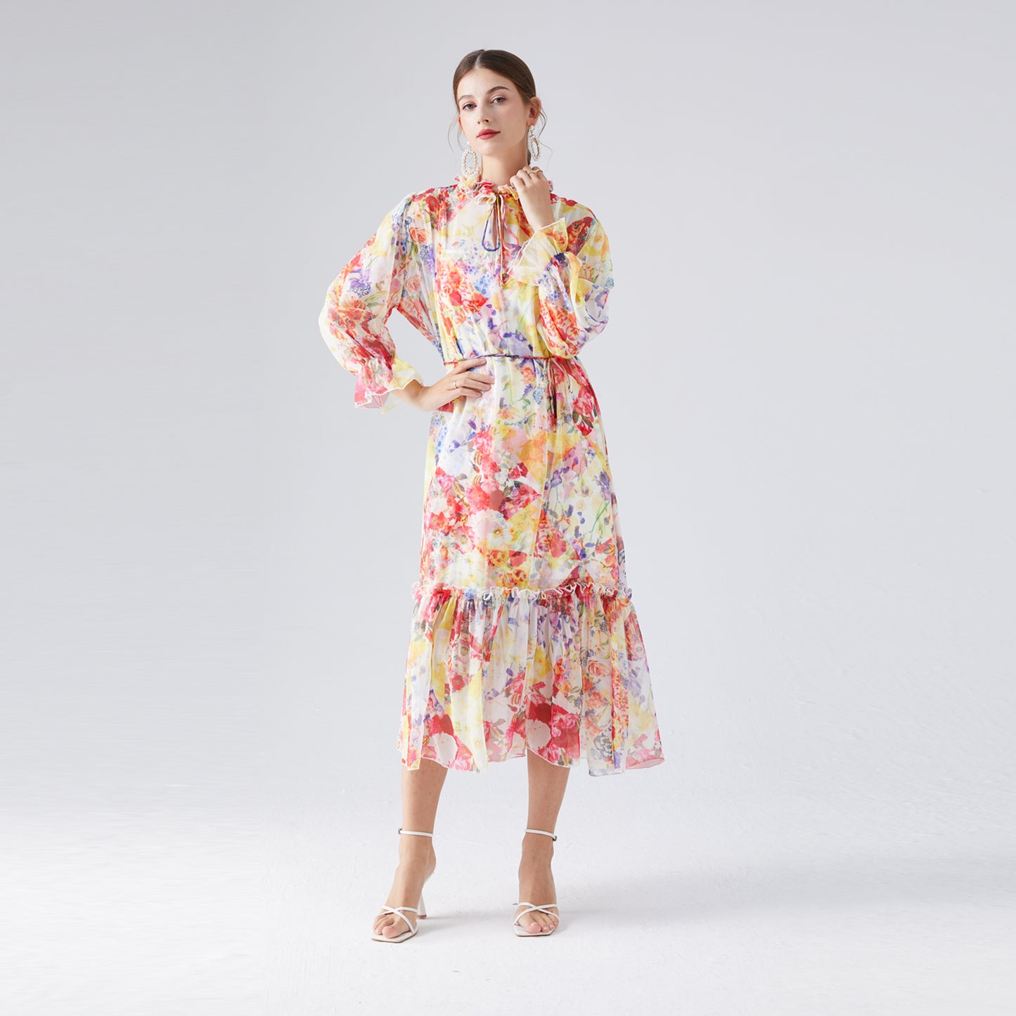 Printed chiffon dress