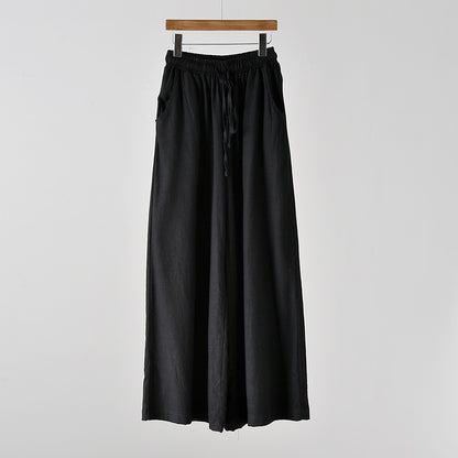 Linen blend wide leg trousers