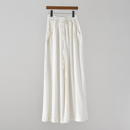 Linen blend wide leg trousers