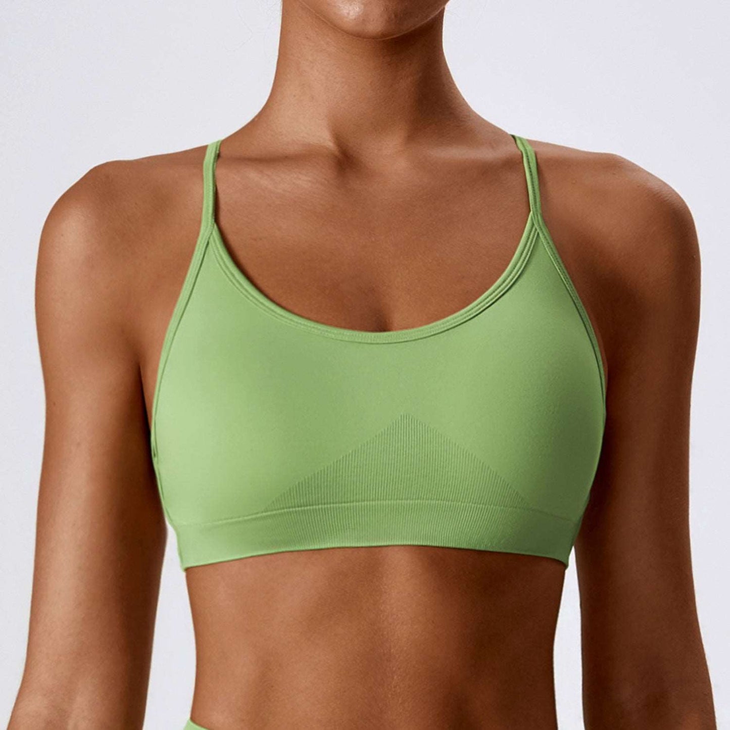 Cross back spaghetti strap sports bra