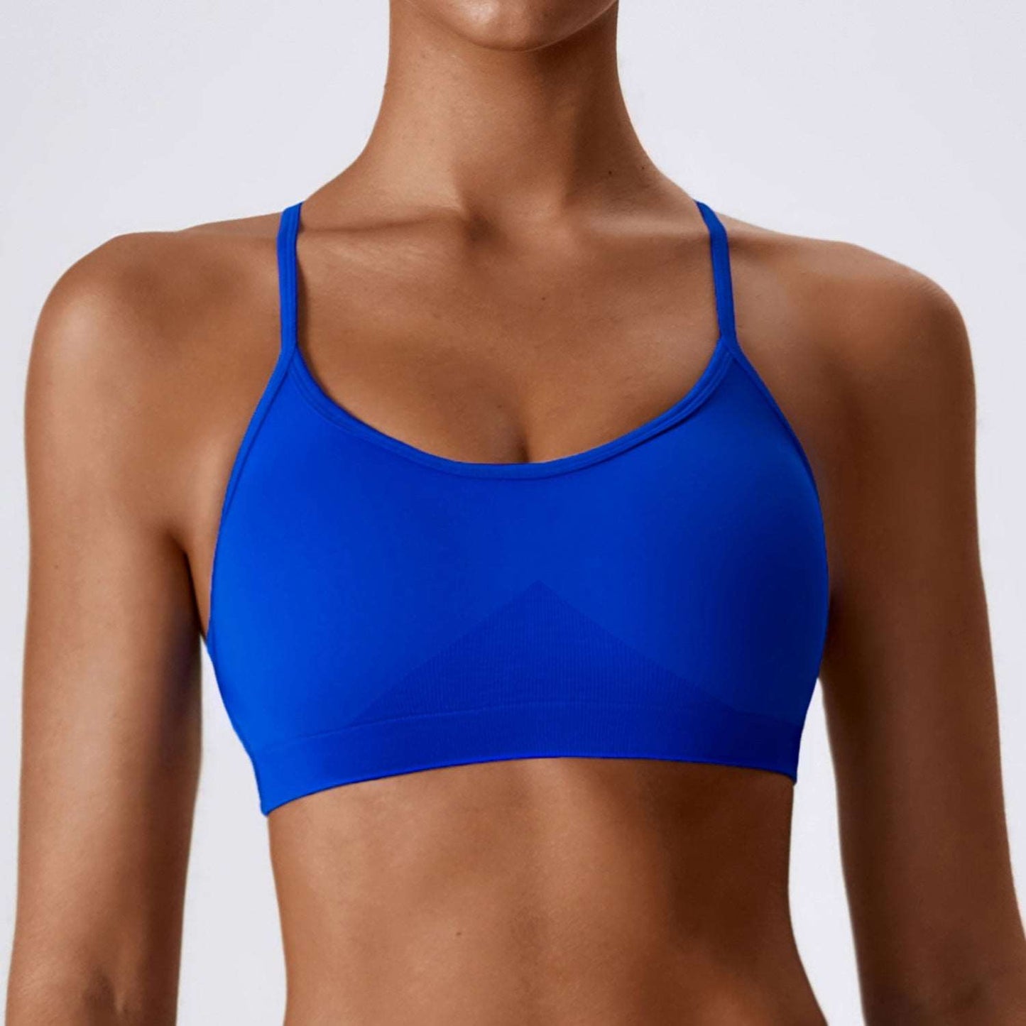 Cross back spaghetti strap sports bra