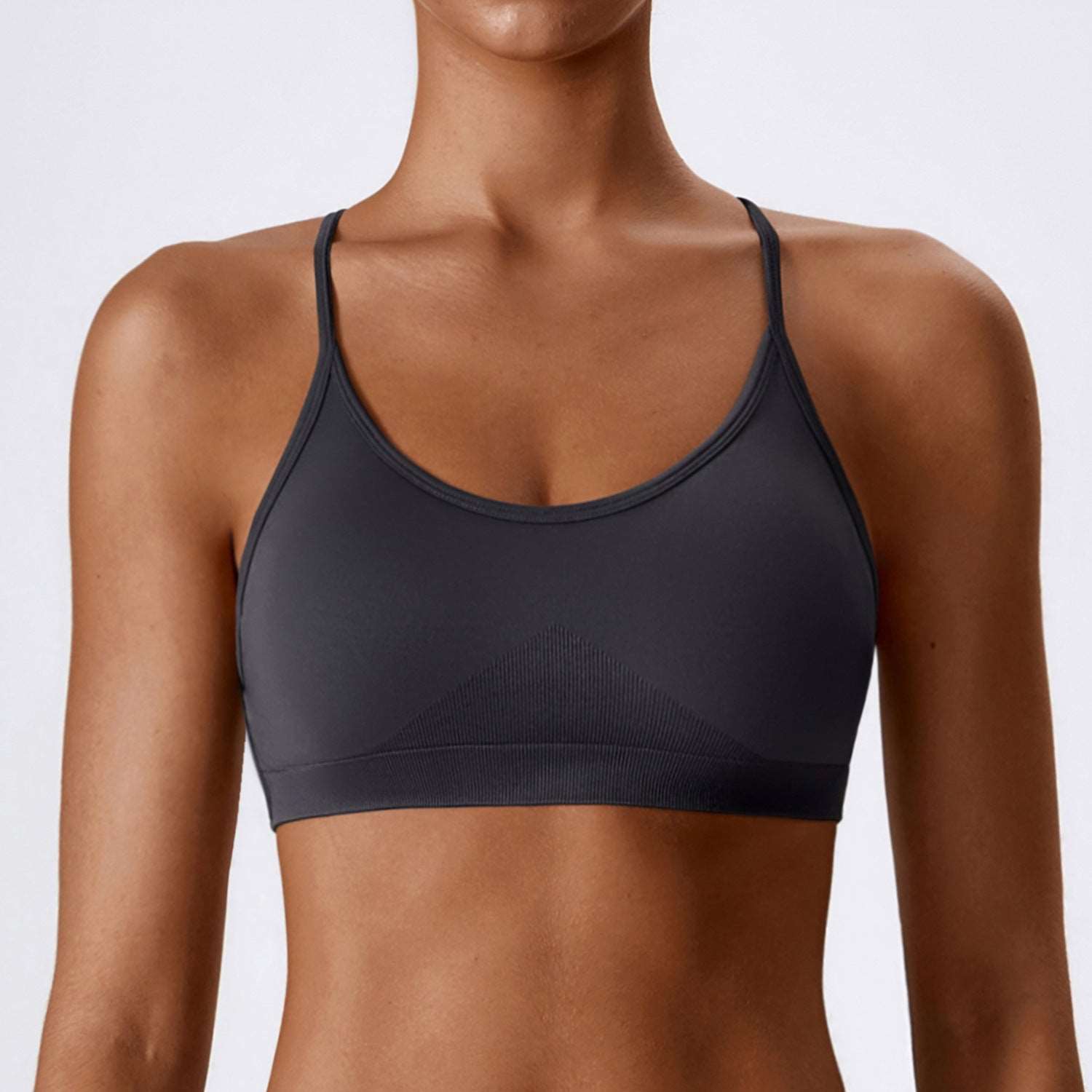 Cross back spaghetti strap sports bra