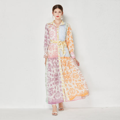 Printed maxi chiffon dress