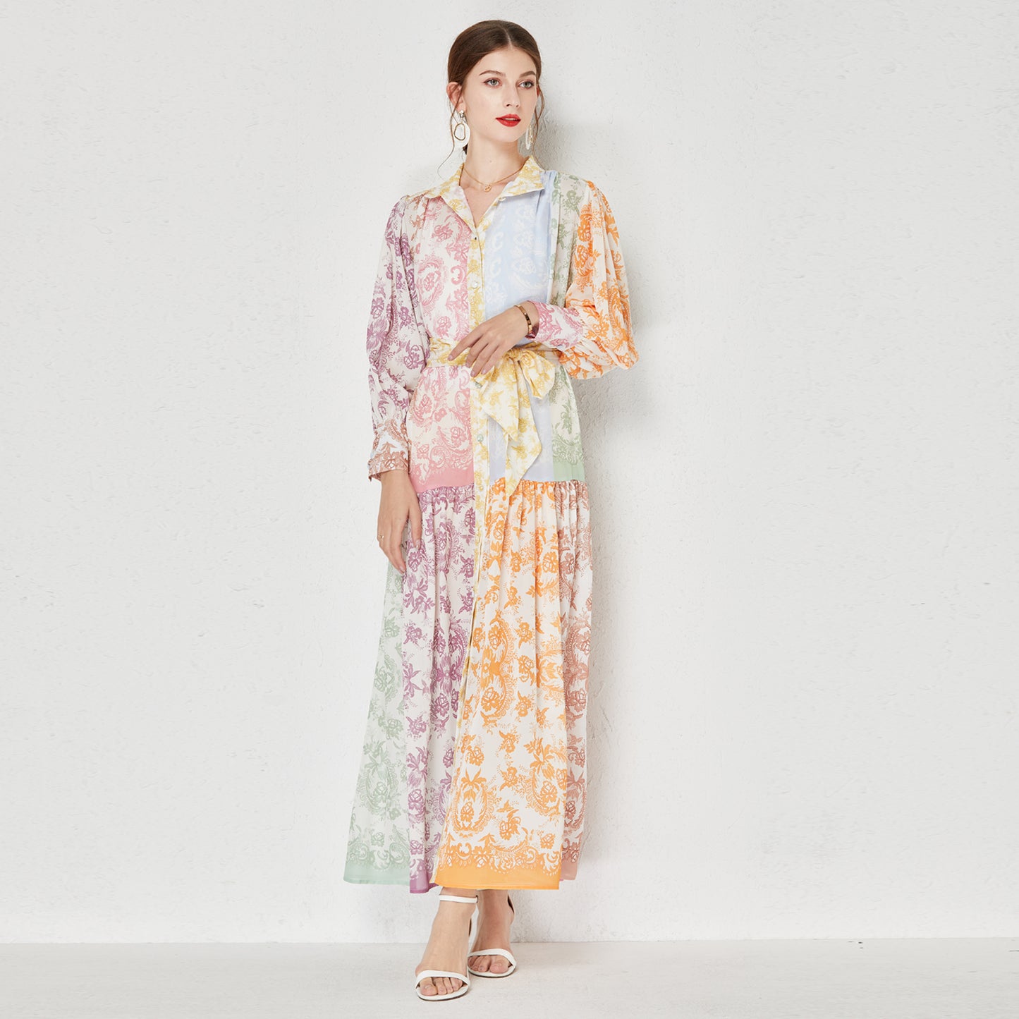 Printed maxi chiffon dress