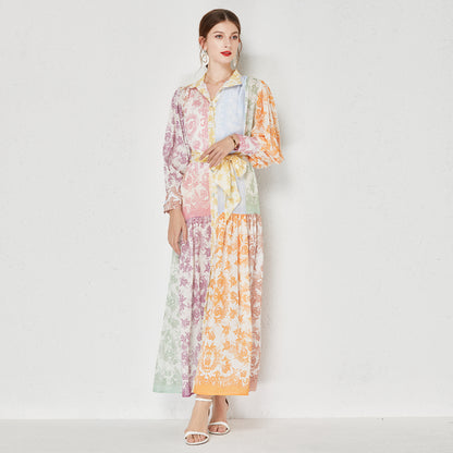 Printed maxi chiffon dress