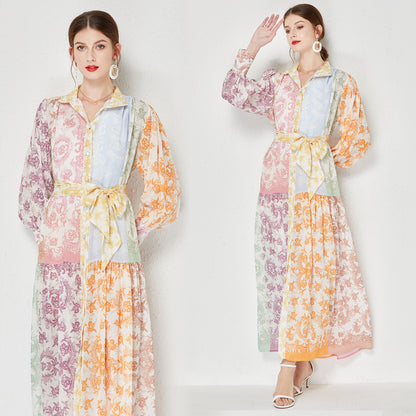 Printed maxi chiffon dress