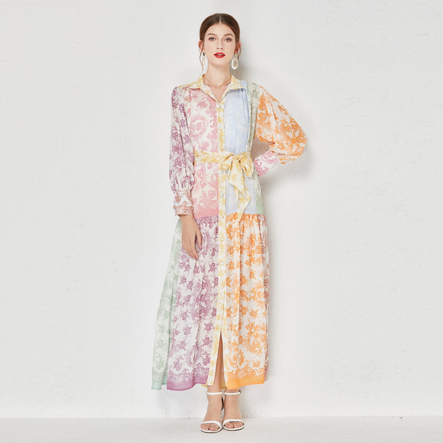 Printed maxi chiffon dress