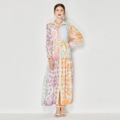 Printed maxi chiffon dress