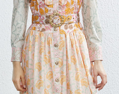 Printed dress with lace detail