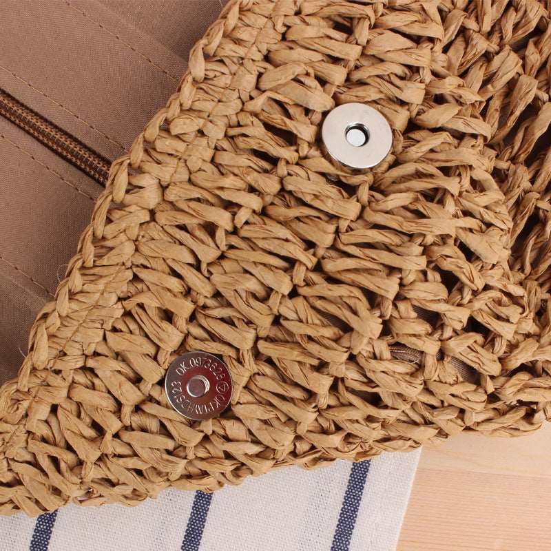 Beach bag with wooden handle