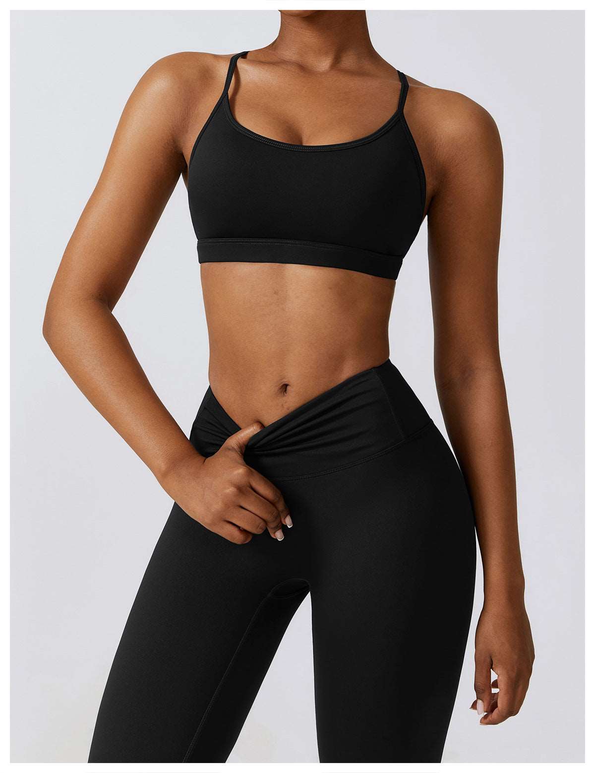 Cross back spaghetti strap sports bra