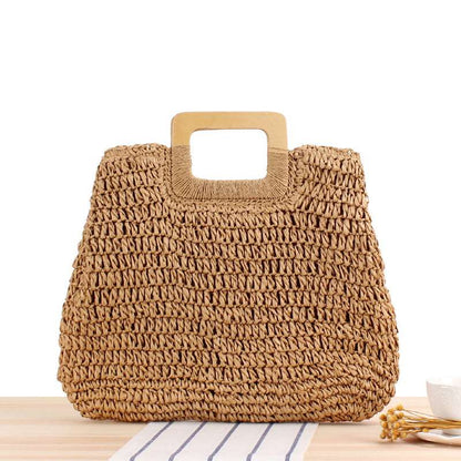 Beach bag with wooden handle