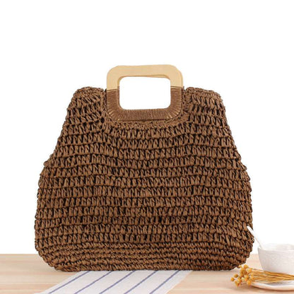 Beach bag with wooden handle