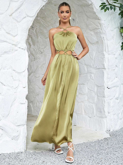 Cut out satin maxi dress