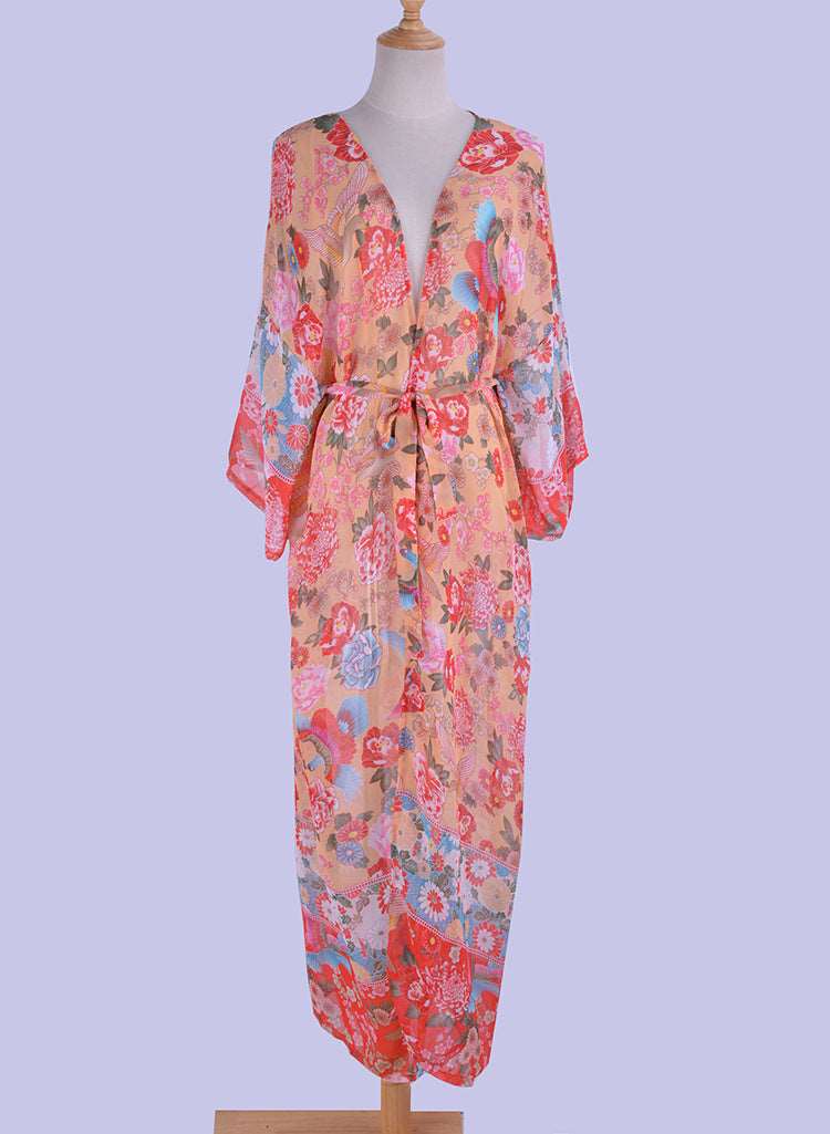 Chiffon Printed beach kimono