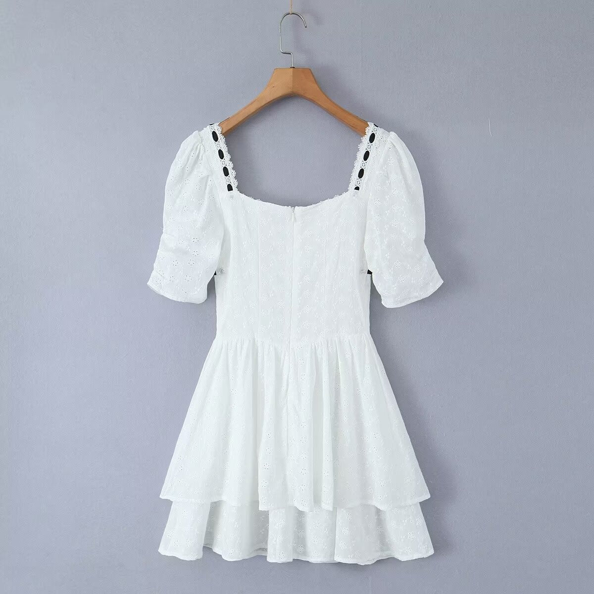 Embroidered cotton blend dress