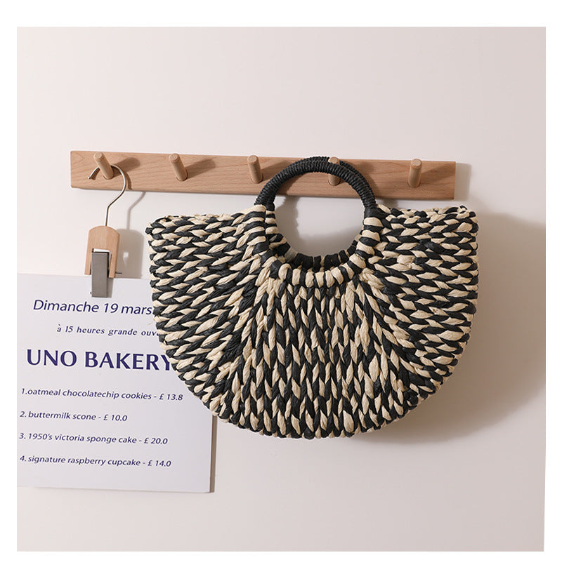 Two colour woven hand bag