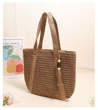 Hand woven straw bag