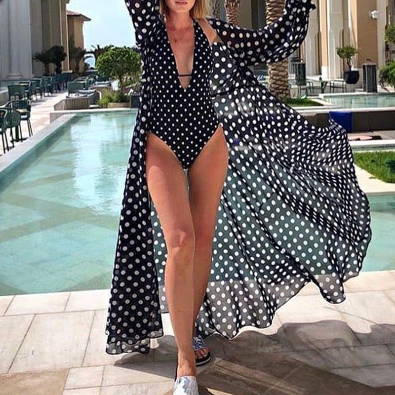 Chiffon Polka Dots Beach cover up