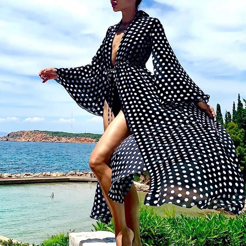 Chiffon Polka Dots Beach cover up