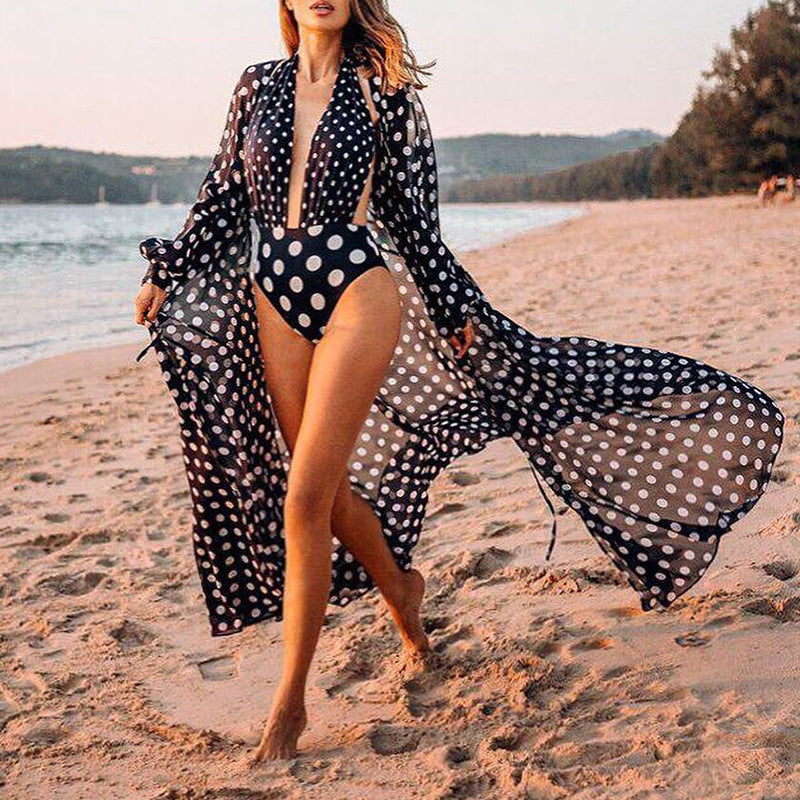 Chiffon Polka Dots Beach cover up