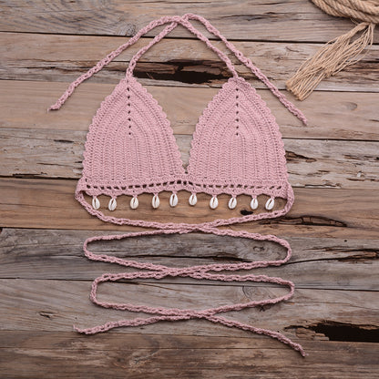 Knitted Shell trim bikini top