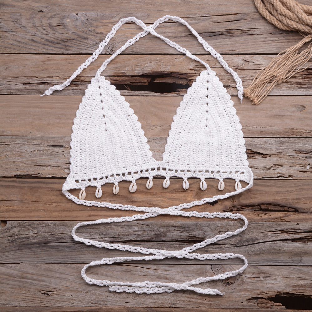 Knitted Shell trim bikini top