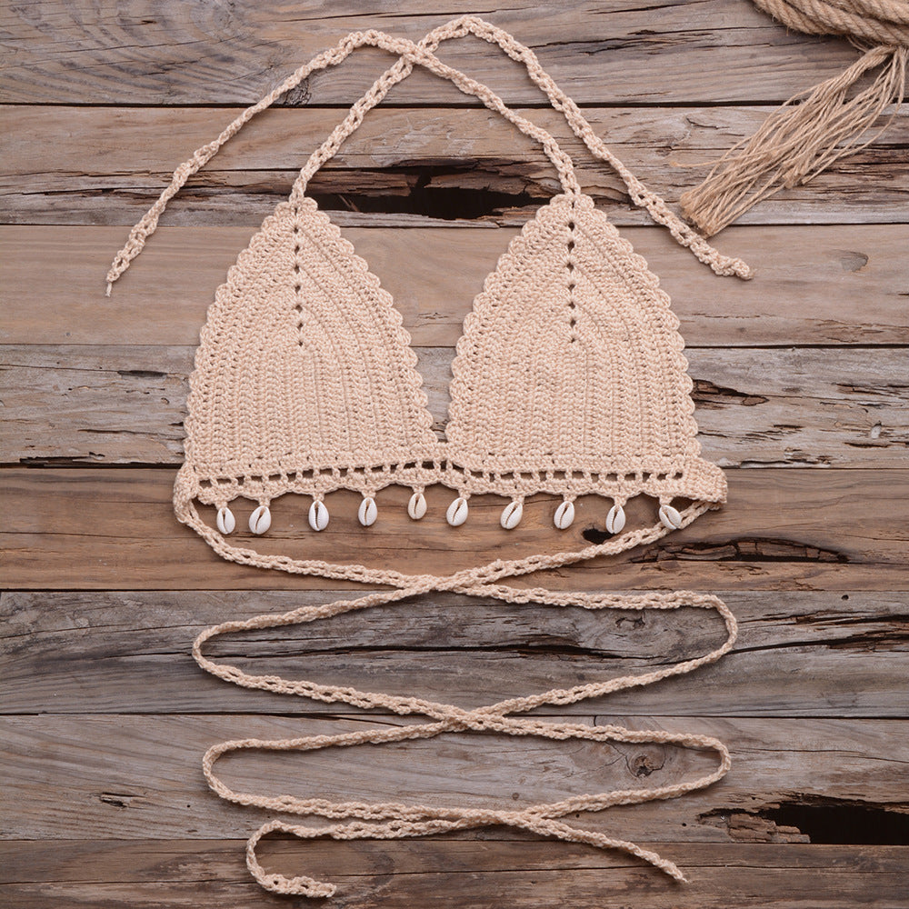 Knitted Shell trim bikini top