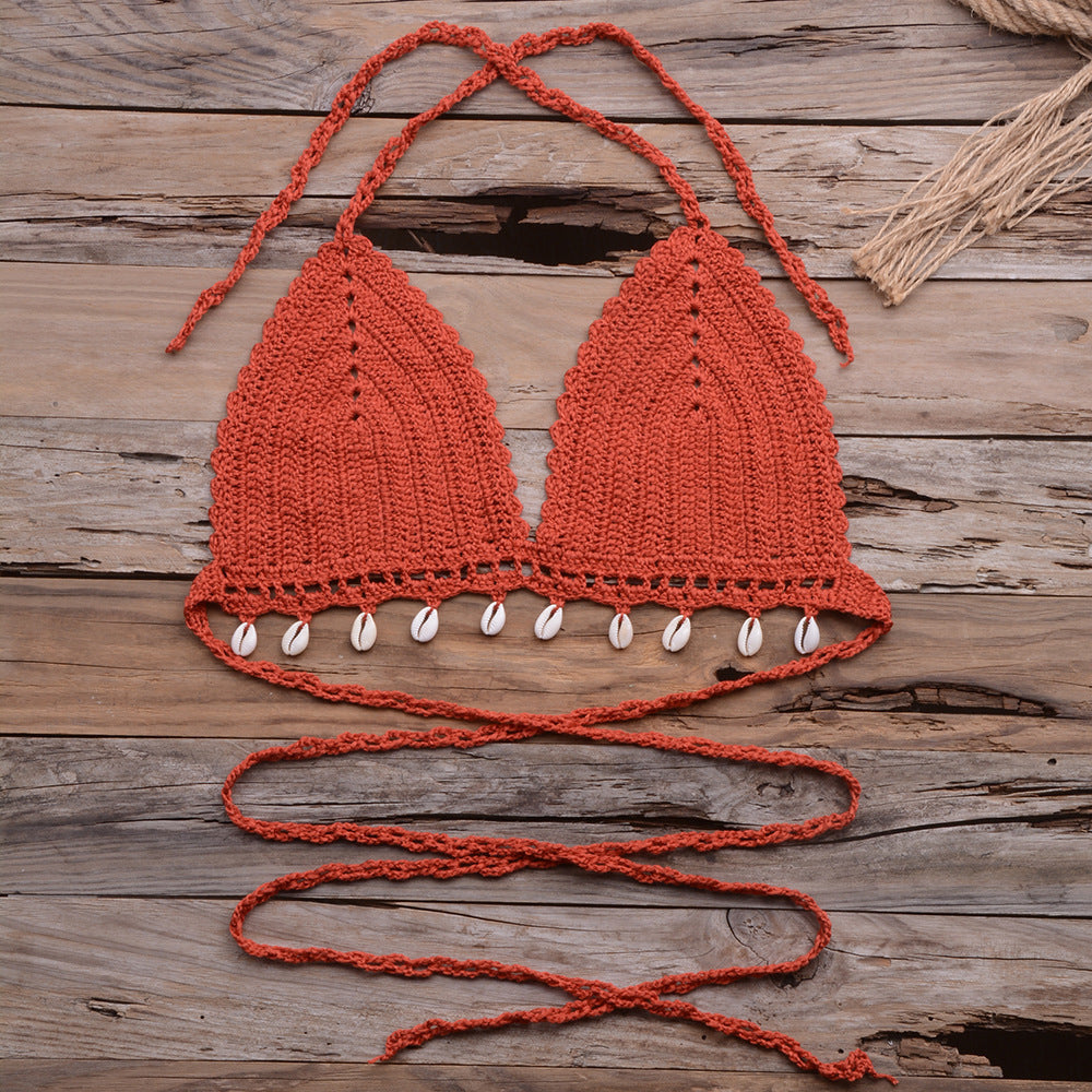 Knitted Shell trim bikini top