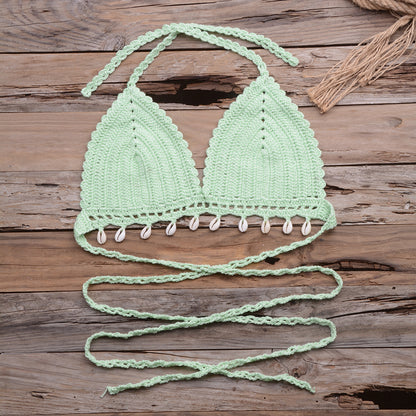 Knitted Shell trim bikini top