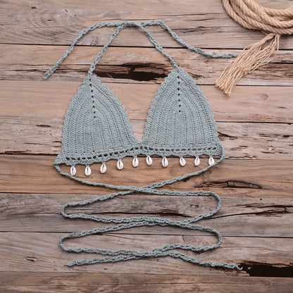 Knitted Shell trim bikini top